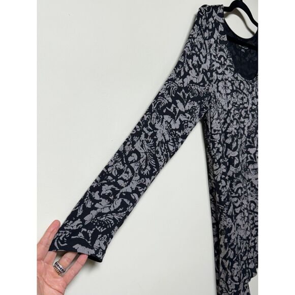 SOFT SURROUNDINGS Black/Gray Handkerchief Hem Scoop Neck Tunic, Sz M - Picture 2 of 7